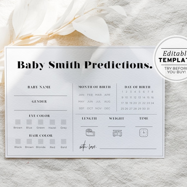 Baby Predictions Printables - Etsy