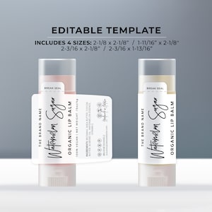Lippenbalsam-Etiketten, minimalistisches Chapstick-Etikett, Verpackung für kleinen Business-Lippenbalsam, druckbare bearbeitbare Vorlage #050 #043 Juliette