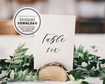 Minimalist Wedding Table Number Sign - Set of 25, Instant Download, Printable #002