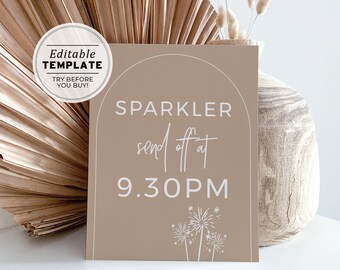 Nue Minimalist Wedding Sparkler Send Off Sign | PRINTABLE EDITABLE TEMPLATE #038