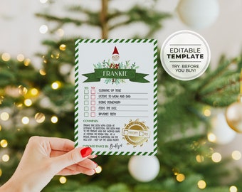 Elf Report Card, Elf on the Shelf Report Card, Christmas Elf Note, Elf Report Letter, Letter From| PRINTABLE EDITABLE TEMPLATE Balsam #093