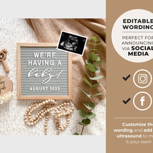 Harper Digital Baby Announcement, Social Media Pregnancy Announcement, Editable Pregnancy Reveal Template, Gender Neutral Pregnancy Announce