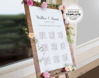 Miss Lulu Pink Seating Chart, Printable | EDITABLE TEMPLATE