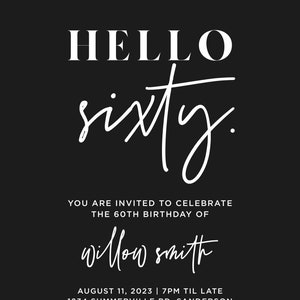 HELLO SIXTY Willow Minimalist 60th Birthday Party Invitation Printable Card Editable Template 028 image 6