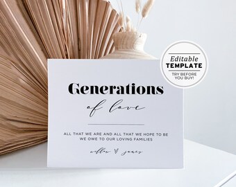 Generations of Love Sign, All That We Hope To Be, Printable Minimalist Wedding Sign, Baby Shower Sign, Bridal Shower Sign #001 Mr White