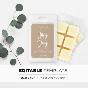 Modèle d'étiquette minimaliste Wax Melt - 2 x 3" | MODÈLE MODIFIABLE #052 #043 Nue Minimalist