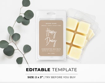 Minimalist Wax Melt Label Template - 2x3" | EDITABLE TEMPLATE #052 #043 Nue Minimalist