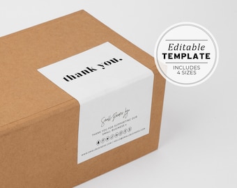 Minimalist Box Packaging Label 4 Sizes: 3x3" / 3x4" / 3x5" / 3x6" EDITABLE TEMPLATE #055 #043 Mr White