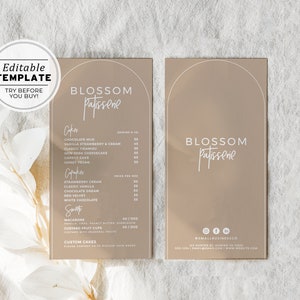 Nue Arch Business Preisliste Vorlage, klein Printable | EDITIERBARE VORLAGE #052 #043