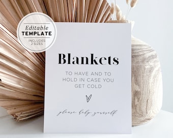 Mr White Minimalist Blankets Sign, Modern Wedding Blanket Sign, Bridal Shower Sign, Baby Shower Sign, Printable Editable Template #001