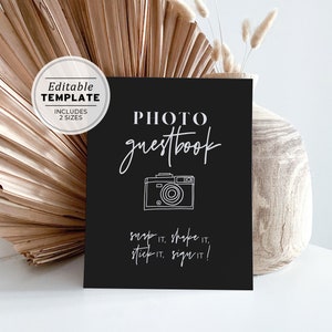 Willow Minimalist Photo Guestbook Sign, Wedding Photo Guest book Template, Wedding Photo booth Sign, Printable Photo Guestbook  #028