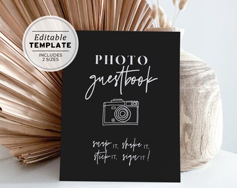 Willow Minimalist Photo Guestbook Sign, Wedding Photo Guest book Template, Wedding Photo booth Sign, Printable Photo Guestbook  #028