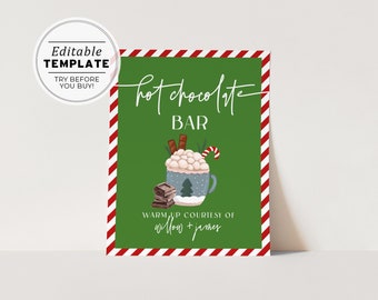 Christmas Hot Chocolate Bar Sign, Hot Cocoa Sign | PRINTABLE EDITABLE TEMPLATE Balsam #093