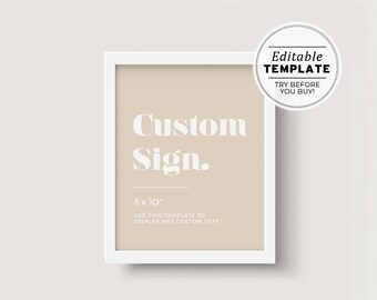 Scandi Minimalist Customizable Blank Sign Printable Template 8x10" #047