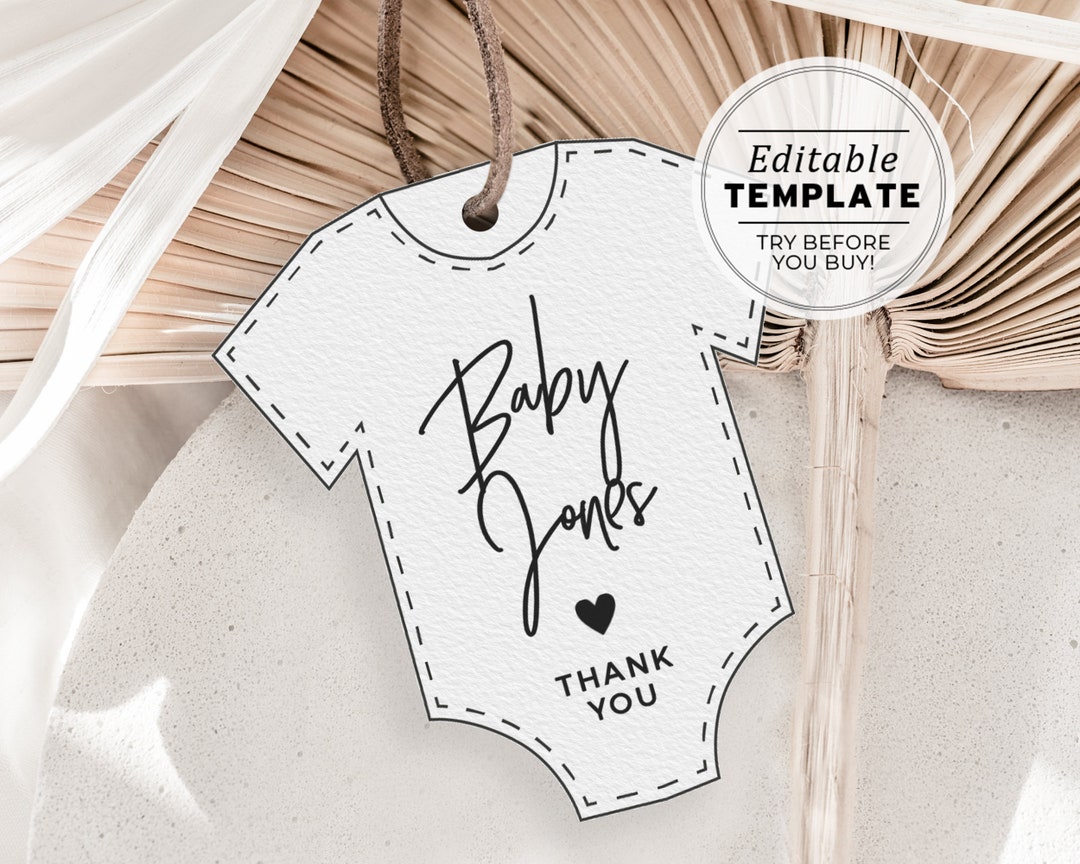 Juliette Minimalist Baby Onesie Party Favor Tag Template, Custom Printable Tag EDITABLE TEMPLATE 004 - Etsy juliette-minimalist-baby-onesie-party-favor-tag-template-custom-printable-tag-editable-template-004-etsy