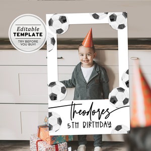 Football Theme Kids Photo Frame Prop Frame Printable, Photo Booth Prop | EDITABLE TEMPLATE #077