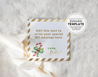 Note from your Elf, Christmas Elf Note, Note from Santa, Elf Letter Printable, Elf Return Letter | EDITABLE TEMPLATE Buddy #094