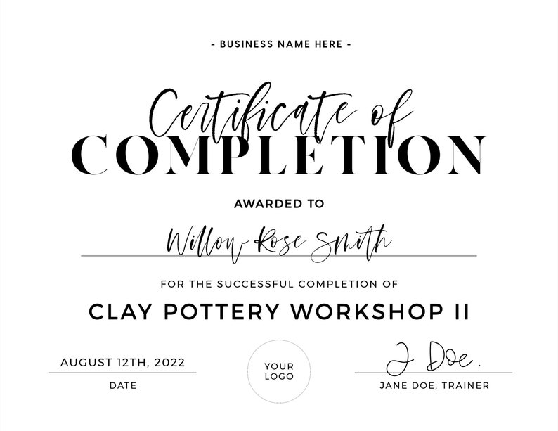 Minimalist Certificate of Completion, Certificate of Appreciation Printable EDITABLE TEMPLATE 055 043 image 8