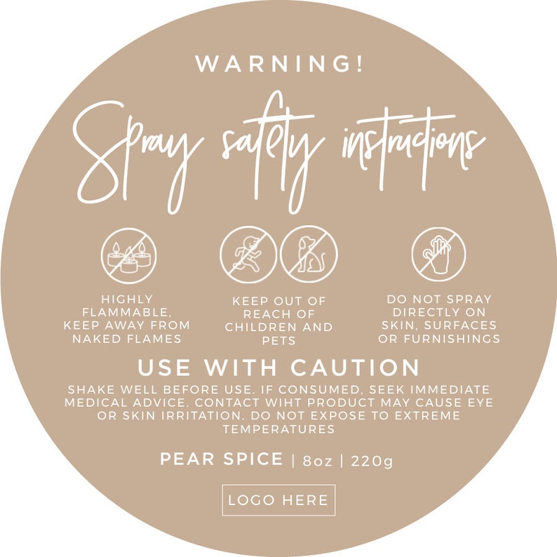 Minimalist Room Spray Warning Label Template Printable Spray Etsy