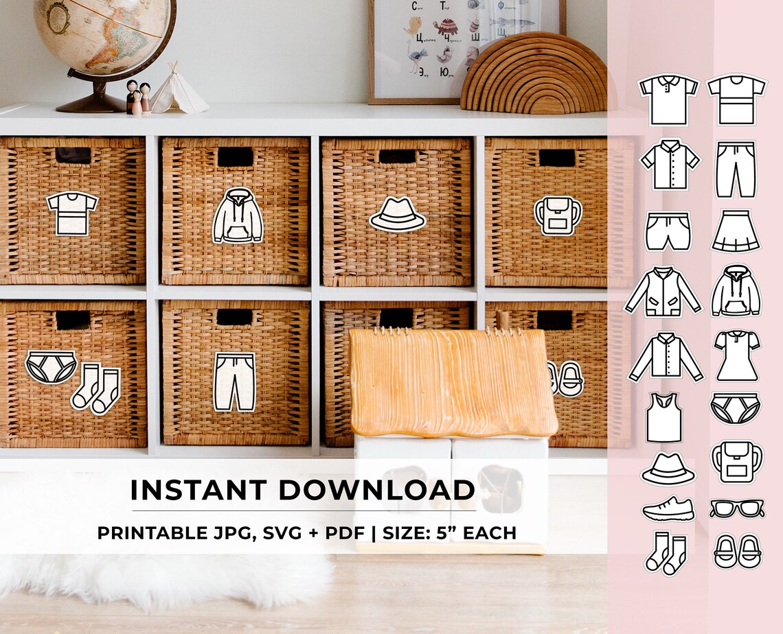 Kids Clothing Organisation Label Printables INSTANT - Etsy
