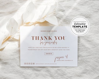 Ceramica Minimalist Small Business Thank You Card, Thank You Package Insert, Thank You For Your Purchase, Editable Template #043 #070