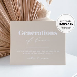 Scandi Minimalist Generations of Love Sign, All That We Hope To Be, Printable Minimalist Wedding Sign, Baby Shower Sign, Bridal Shower #047