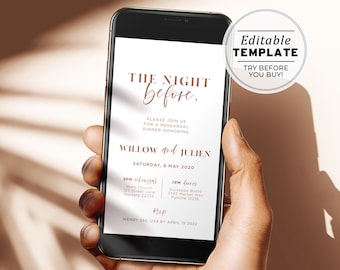 Ceramica Minimalist Rehearsal Dinner Evite, Electronic Invite, Printable | EDITABLE TEMPLATE #045