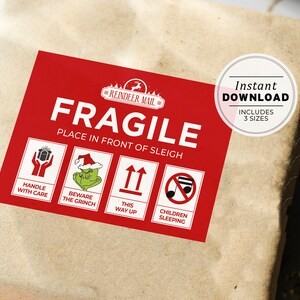 Fragile Christmas Gift Labels 3 Sizes, Printable Christmas Gift Labels | INSTANT DOWNLOAD