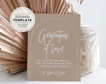 Nue Arch Generations of Love Sign, All That We Hope To Be, Printable Minimalist Wedding Sign, Baby Shower Sign, Bridal Shower #038