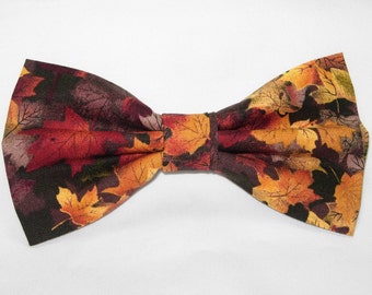 Autumn Fall Plaid Hair Bow and Bow Tie Faux Leather Brother Sister Fall Autumn Bow and Bowtie Autumn Plaid Faux Leather Bows