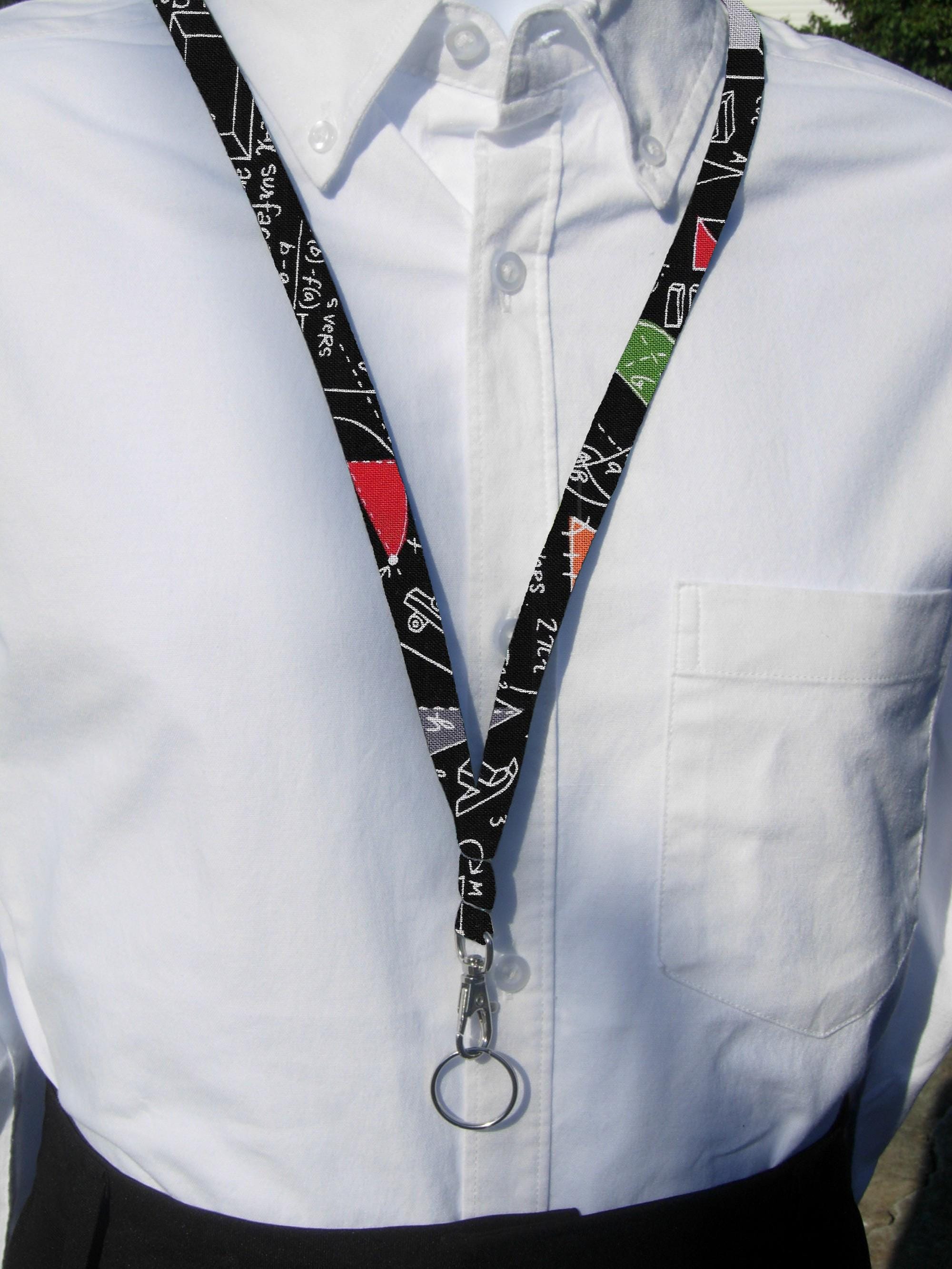 Geometry Lanyard, Math Equations & Colorful Shapes, Cell Phone Wristlet, College Key Chain, Teacher Lanyard, Unique Gift Key Fob, Professor