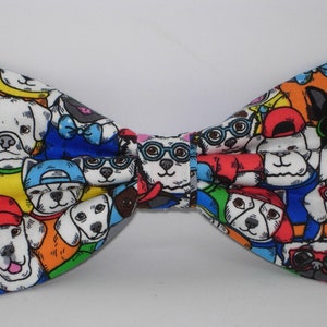 Dapper Dogs Bow Tie, Dressed up Cartoon Dogs, Pet Shows, Dog Groomer, Pre-tied Bow tie, Bow ties for Men, Boys bow tie, Girls Hair Bow