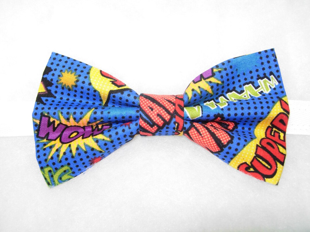 Dog Cat Fashion Adjustable Pre-tied Bow Tie - Comic Book Pattern Fun Bowties For Men, Dogs & Pets Novelty Bow Tie