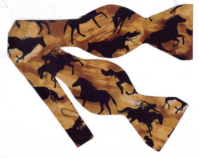 Horse Silhouettes Bow Tie Horse Bow Ties Black Horses - Etsy