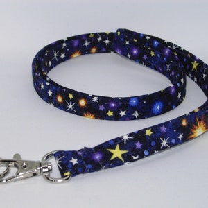 Galaxy Lanyard, fonkelende sterren op middernachtblauw, Outer Space sleutelhanger, leraar Lanyard, mager schoudertasje, Stargazer sleutelhanger, coole Lanyard