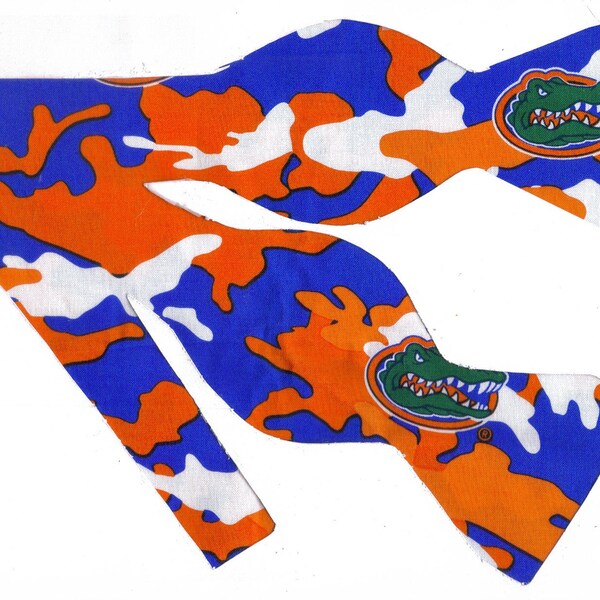 Florida Gators Bow tie (Camo) UF Gators, Self-tie & Pre-tied Bow tie, College Graduation Gift, Bow tie for Men, Boys Bow tie, Girls Hair Bow