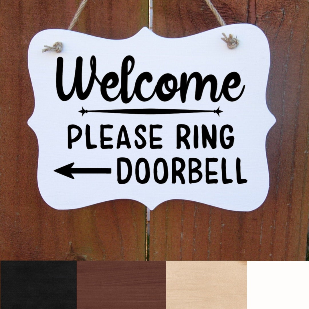 Welcome Sign, Please Ring Doorbell Sign With Arrow, Front Door Sign ...