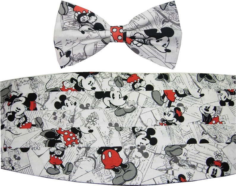 Comic strips Mickey Mouse Bow Tie /& Cummerbund Set Mickey bow ties Cummerbunds Mickey Mouse ties Vintage Mickey Disney bow ties