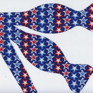 American Flag Bow Tie - Red, White & Blue Pre-Tied Bow Tie For Men, Adjustable Neckband, Made In UK