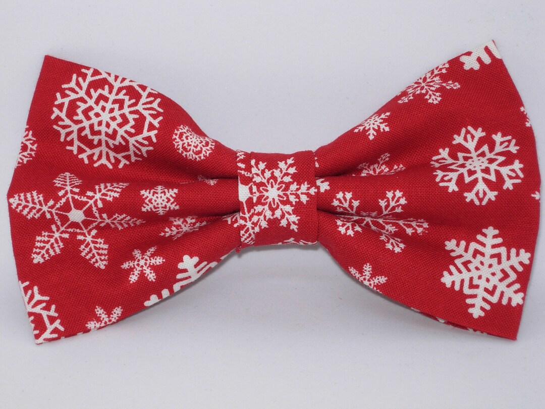 Christmas Bow Tie White Snowflakes on Holiday Red Pretied Etsy