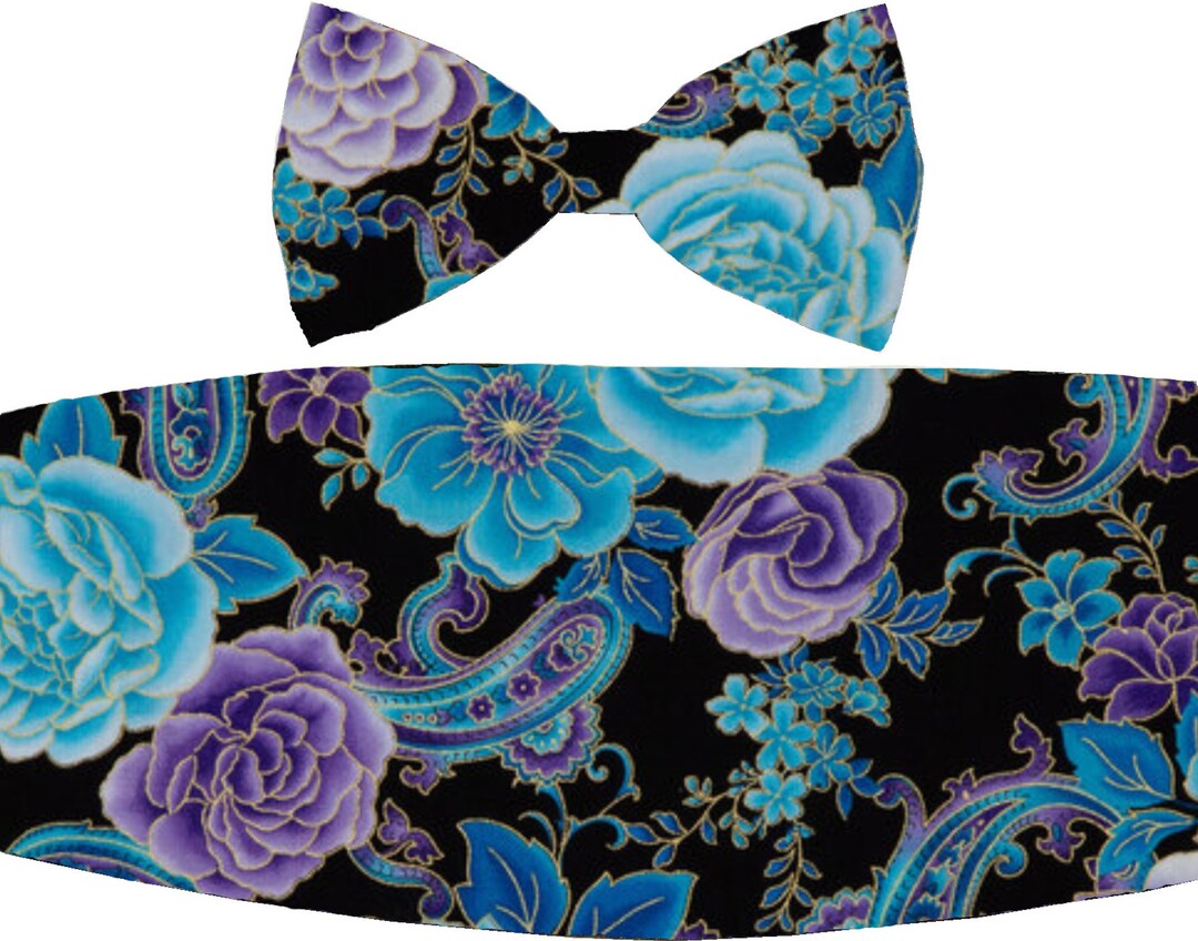 Mens Rose Gold Paisley Pattern Cummerbund and pre tied Bowtie Set main image 0