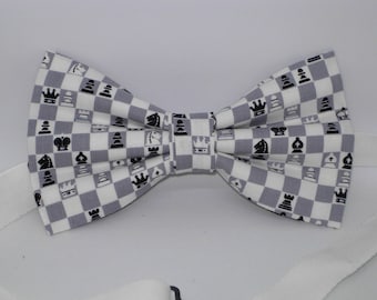 Pajarita de ajedrez / Piezas de ajedrez / Pajarita preanudada / Campeonato de ajedrez / Jugador de ajedrez / Pajaritas para hombre / Pajarita para niño / Lazo para el cabello de niña