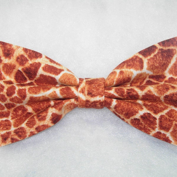 Giraffe Print Bow Tie, Furry Looking Giraffe Spots, Pre-tied Bow tie, Wild Animal, Zoo Events, Bow Ties for Men, Boy bow tie, Girls Hair Bow