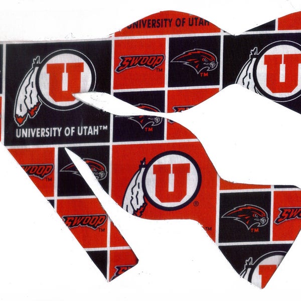 Utah Utes Bow Tie (Blocks) Utah College, Self-tie & Pre-tied Bow tie, College Graduation Gift, Bow tie for Men, Boys Bow tie, Girls Hair Bow