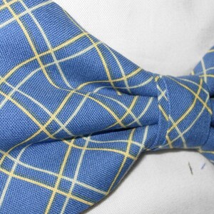 Blue Bow Tie Slate Blue, Yellow & White Plaid Pre-tied Bow Tie Blue ...