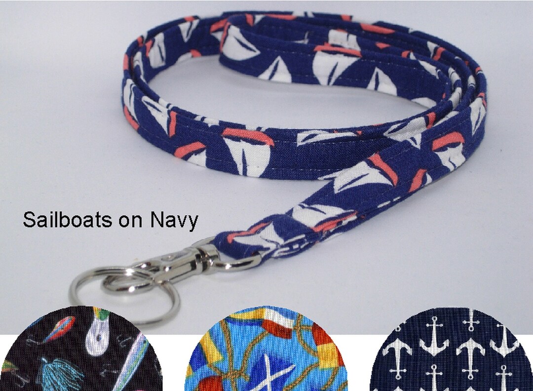 Nautical Lanyard Fishing Lanyard for Men Sailboats Anchors Etsy