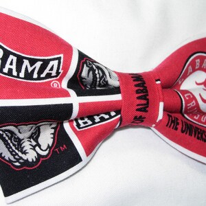 Alabama Bow Tie Blocks Roll Tide, Bama Ties, Pre-tied Bow tie, College Graduation Gift, Bow tie for Men, Boys Bow tie, Girls Hair Bow image 2