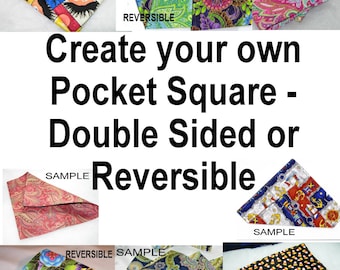 Matching Pocket Square | Double Sided or Reversible | Available in 8"x8" or 12"x12" | Handkerchief | Hanky | Men's Handkerchiefs