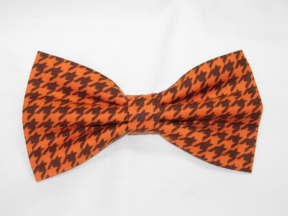 Autumn Bow tie | Orange & Brown Houndstooth Bow tie | Pre-tied Bow tie | Fall Weddings | Bow ties for Men | Boys Bow tie | Girls Hair Bow