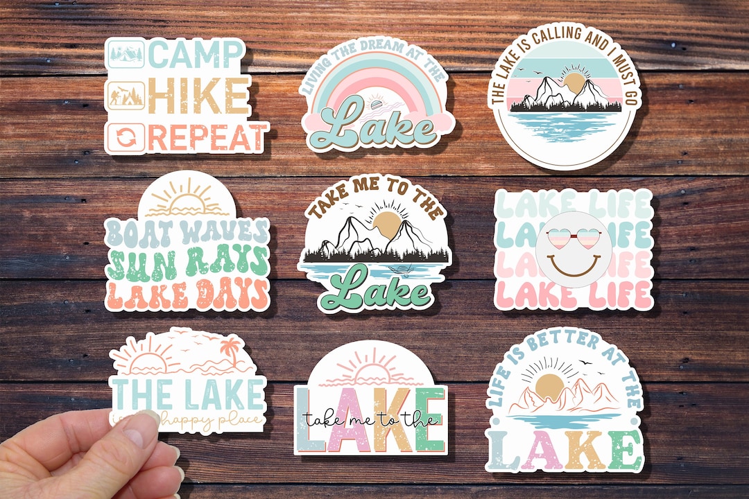 Set of 9 Lake Life Stickers, Camp, Hike, Happy Place, Life is Better ...